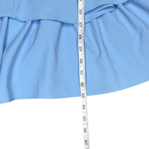 Women's Baby Blue Lace Bust Ruffled Sleeve Layered Hem Romper Waist Tie XXL - Picture 7 of 8